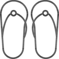 Flip-Flop or Slipper icon in black line art. vector