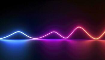 3d rendering, the abstract background of colorful neon wavy lines glowing in the dark. Modern simple wallpaper, generates ai photo