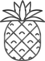 Line art illustration of Pineapple icon. vector