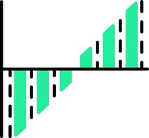 Data analysis cosine graph icon in green and black color. vector