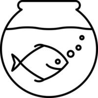 Line art Fish pot icon in flat style. vector