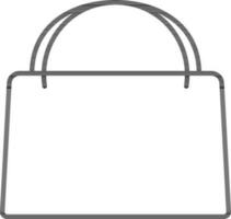 Ladies bag icon in black line art. vector
