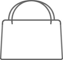 Ladies bag icon in black line art. vector