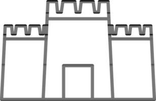 Black outline Castle icon on white background. vector