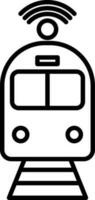 Train connected wifi icon in line art. vector