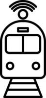 Train connected wifi icon in line art. vector