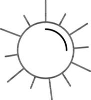 Black Line Art Illustration of Sun Icon. vector