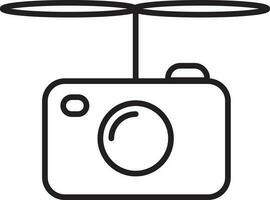 Aircraft camera icon in black line art. vector