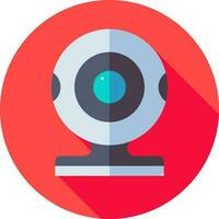 Gray Web Camera icon on red round background. vector