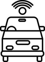 Wifi connected car icon in thin line art. vector