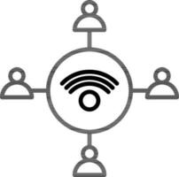 Line art illustration of People wifi connection icon. vector