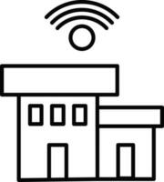 Line art Smart building icon in flat style. vector