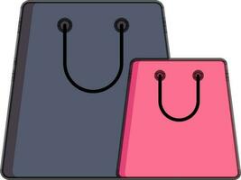 Carry bag icon in Pink and Gray color. vector