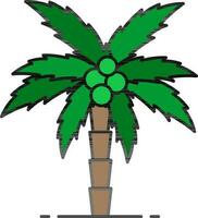 Coconut tree icon in green color. vector