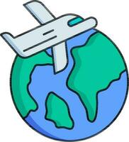 internacional aire vuelo icono en azul y verde color. vector