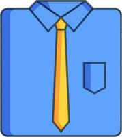 camisa con corbata icono en azul y amarillo color. vector