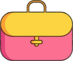 Briefcase or Office bag icon in pink and yellow color. vector