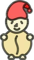 Snowman wearing santa cap icon in yellow and red color. vector