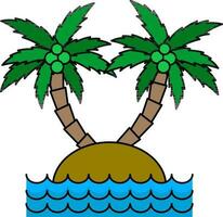 Coconut beach view icon in flat style. vector