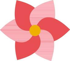 plano estilo flor icono en rojo color. vector