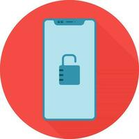 Open Mobile lock screen icon in blue and red color. vector