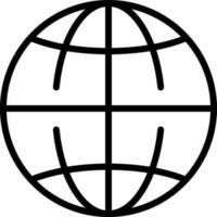 Black line art illustration of Globe icon. vector