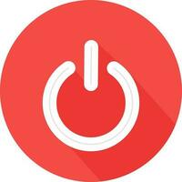 Power Button icon in red and white color. vector