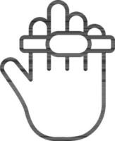 Black line art illustration of VR glove icon. vector