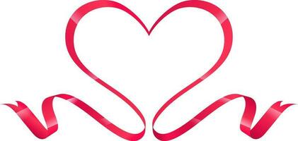 Heart shape made by red ribbon on white background. vector