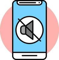 Silent or mute button on smartphone screen icon in flat style. vector