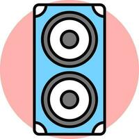 Blue and Gray speaker icon on pink round background. vector