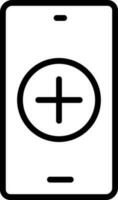 Add button on smartphone screen icon in line art. vector