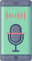 Mobile microphone recorder icon in green and blue color. vector