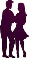 Silhouette loving couple in standing pose. vector