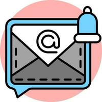 Email notification bell icon in blue and gray color. vector