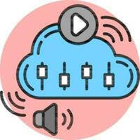 Colorful sound play setting connection cloud icon or symbol. vector