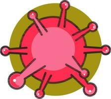 Red Virus icon on green round background. vector