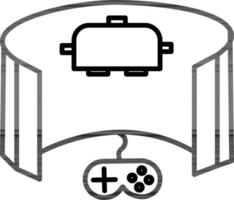 Flat Style Train Video Game Virtual Screen Icon in Line Art. vector