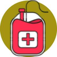 Blood bag icon on green round background. vector