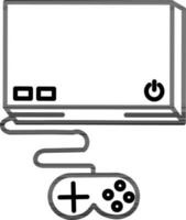 Monitor with Gamepad Icon in Black Outline. vector