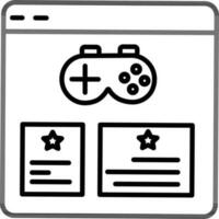 Video Game Rating List on Web Page Icon in Line Art. vector