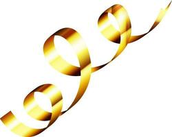 Shiny golden curly ribbon on white background. vector