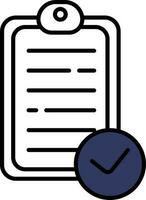 Check Document Paper on Clipboard icon in outline. vector