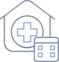 Clinic or Hospital Calendar icon in blue line art. vector