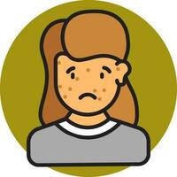 Infection in Female Face icon on green round background. vector