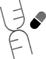 DNA Structure with Capsule icon in black and white color. vector