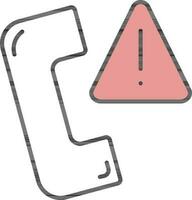 Warning Phone line icon in flat style. vector