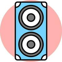 Blue and Gray speaker icon on pink round background. vector