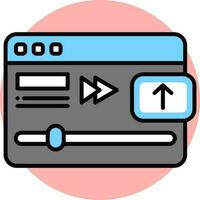 Online video streaming web page icon in blue and gray color. vector