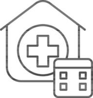 Clinic or Hospital Calendar icon in black line art. vector